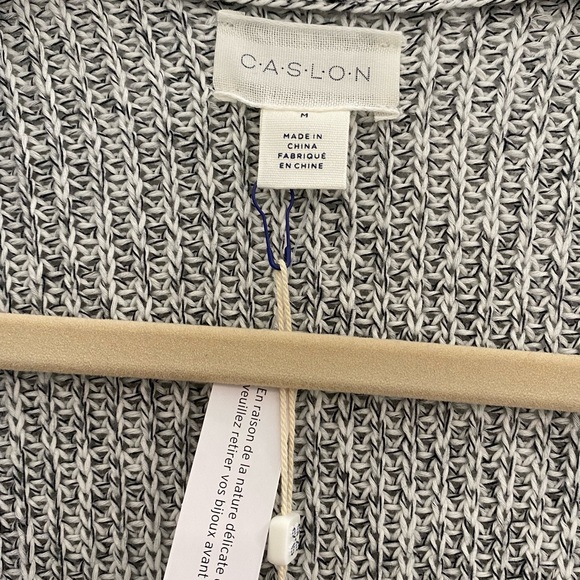 NWT CASLON Gilet Short sleeve sweater cardigan Size Medium White Black Marled - Picture 4 of 9
